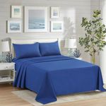 CHARKHAH Polycotton Flat Sheets with Single Double King Size Bed Ultra Soft Plain Top Sheet Dyed in Trendy Colors Hotel Collection Sheets Ideal for Winter & Summer Bedding (Royal-Blue, Single)