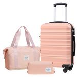 LONG VACATION Luggage Sets 20 in Carry on Suitcase ABS Hardshell Luggage 3 Piece Set with TSA Lock Spinner Wheels(Pink, 20 INCH)