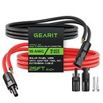 GearIT 10AWG Solar Extension Cable (25FT Black - 25Ft Red) Male to Female Solar Connectors with Adapter Tool Kit, Solar Panel Renewable Energy, 10 Gauge Pure Copper Extension Cord, 25 Feet