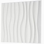 Decorative Wall Panels Textured Wall Tiles Waves Design White 6 Sheets Set | 1.5 sqm | 16.15 sqft | Wall Paneling 3D Effect Wall Decor PVC Panels Wall Cladding 3D Wall Panel