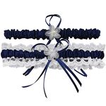 Ayliss Wedding Garter for Bride Stretch Prom Garters Bridal Leg Garter Set, Navy Blue, One Size