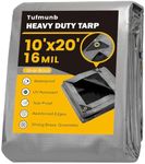 Tarp Waterproof 10x20 Feet, 16 Mil Heavy Duty Thick Tarp, UV Resistant, Rip and Tear Proof, Large Tarp with Reinforced Edges for Roof, Camping, Patio, Pool, Boat (Silver/Black)