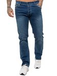 989Zé ENZO Mens Stretch Straight Leg Regular Fit Classic Denim Jeans All Waist Sizes EZ359 Light Blue 36W / 30L