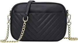 Rexmore Phone Crossbody Bag with Chain Strap,Lightweight Vegan Leather Shoulder Purse for women, Black