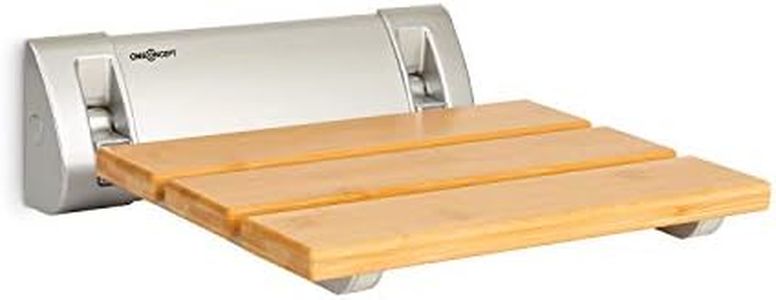 Oneconcept Arielle Deluxe Silla para Ducha - Peso soportado: 160 kg, Mecanismo de Plegado, Asiento de bambú, Suspensión de Aluminio, para Personas Mujeres Embarazadas, Mayores o lesionadas