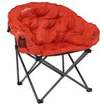 KHORE Oversized Folding Camping Moon Saucer Chair Supports 380 LBS with Cup Holder and Carry Bag (Orange)