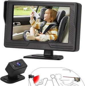 B-Qtech Baby Car Camera 1080P, 4.3'' HD Baby Car Mirror Monitor, 360° Adjustable HD Night Vision with 150° Wide View, Essentials for Newborn, Observe Every Movement of Baby