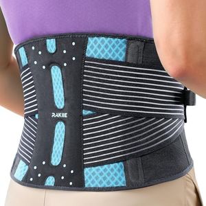 Rakiie Slim Back Brace for Lower Back Pain Relief, Lightweight & Breathable Back Support Brace for Men Women, Ergonomic Light Lumbar Support for Everyday Wear, Sky Blue XXL