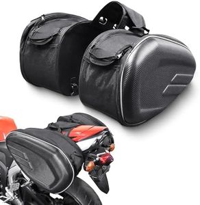 MZS Motorcycle Saddle Bags, 47L Extendable Large Capacity Saddlebags Helmet Bag Travel Luggage Storage with Waterproof Rain Cover - Motorbike Side Bag Accessories