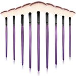 Maitys 9 Pieces Facial Brushes Fan Mask Brushes, Soft Facial Applicator Brushes Tools for Peel Glycolic Mask Makeup for Mud Cream (Purple and Black)