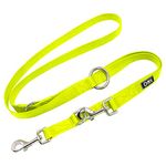 DDOXX Nylon Dog Lead - 2m, 3-way Adjustable Dog Training Lead Dogs - XS (Yellow)