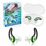 Hearprotek 2 Pairs Swimmer Ear Plugs, Upgraded Custom-fit Water Protection Adult Swimming earplugs for Swimmers Water Pool Shower Bathing and Other Water Sports(Green)