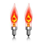 BrightArk Flickering Flame Tip Candle Bulb E10, Clear Replacement Flickering Light Bulbs,1.5W Spare Christmas Candle Flicker Light Bulb 230V for Candlestick Holder (2-Pack)