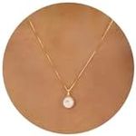 Txdvbls Pearl Necklaces for Women- 14k Gold Plated Dainty Pearl Necklace Single Pearl Necklace Box Chain Simple Gold Pearl Necklace for Women