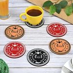 Gift Kya De Gkd Coaster Set Of 6 Bastar Art Wooden Coasters With Proper Coaster Stand Tribal Art Home Decor Coaster Set Fit For Tea Cups, Coffee Mugs And Glasses (3.5 X 3.5 Inch) (Multi Color)