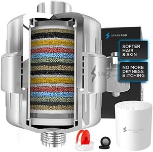 SparkPod High Output Shower Filter Capsule - Suitable for People with Sensitive and Dry Skin and Scalp, Filters Chlorine and Impurities | 1-min install (Luxury Polished Chrome)