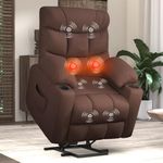 U-MAX Power Lift Recliner Chair for Seniors, Electric Recliner Chair with Heated Vibration Massage,Lazy Boy Recliner with USB Port, Cup Holders & Side Pockets, Brown