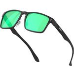 ATTCL Men's Fibra de carbon Sunglasses for men polarized UV protection 8999 Black+green