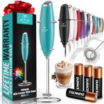 Zulay Powerful Milk Frother Handheld Foam Maker for Lattes - Whisk Drink Mixer for Coffee, Mini Foamer for Cappuccino, Frappe, Matcha, Hot Chocolate by Milk Boss (Caribbean Aqua)