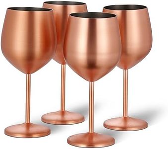 Oak & Steel - 4 Elegantes Copas de Vino Grandes en Cobre Rosa Dorado, 540ml - Set de Regalo de Cristal Irrompible para Bar en Casa, Boda, Aniversario, Fiesta de Cumpleaños