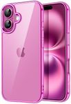 JETech Case for iPhone 16 Plus 6.7-Inch, Non-Yellowing Shockproof Phone Bumper Cover, Anti-Scratch Clear Back (Pink)