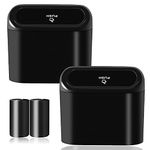 Car Trash Can Bin with Lid - 2 Packs Universal Vehicle Mini Leakproof Garbage Can Bin with 40pcs Trash Bags Can Organizer Storage for Front Back Seat Accessories for Auto Office Bedroom Home(Black)