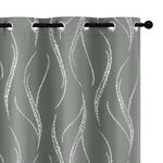 Blackout Curtains 95 inch Length Living Room Thermal Insulated Silver Wave Line Dots Pattern Curtains Room Darkening Grommet Curtains for Bedroom, Grey, W52 x L95-inch, 2 Panels