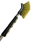 DocaPole 6-24 Foot Hard Bristle Brush Extension Pole |11” Scrub Brush with Telescopic Pole | Long Handle Cleaning Brush and Deck Brush for House Siding, Deck, Garage, Patio and More