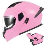TTMiku Modular Motorcycle Helmet Full Face Flip Up Dual Visor for Adult DOT Approved - ATV UTV Adventure Street Bike Scooter Cruiser Snowmobile Moto Casque, Pink, S