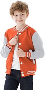 DGSYSHML Kids Baseball Jackets Boys Girls Team Uniform Varsity Jacket Everyday Casual School Cotton Classic Clothing (Orange,15-16 years)