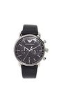 Emporio Armani Leather Aviator Analog Black Dial Men Watch-Ar11143, Black Band