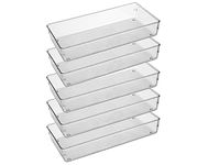 ihomecooker 5 Pack Clear Plastic Drawer Organizer Tray Cutlery Utensil Makeups Drawer Silverware Organizers 12" X 6"