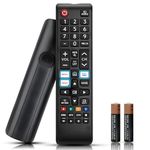 Smart Samsung Tv Remote Control for All LCD LED HDTV 3D Curved Frame Solar TVs, Samsung Remote Controls For Smart Tv With Buttons, Netflix, Prime Video, Rakuten Tv With 2xAAA Batteries Samsung remote