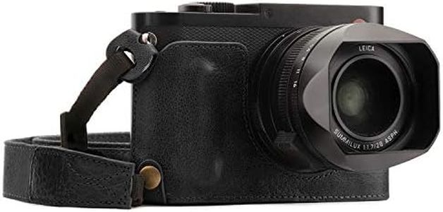 MegaGear MG1400 Leica Q-P, Q (Typ 116) Genuine Leather Camera Half Case and Strap - Black