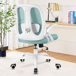 Razzor Office Chair, Ergonomic Computer Desk Chair with 2D Lumbar Support and Flip-up Arms, Swivel Breathable Mesh Task Chair with Adjustable Height for Home Office, RZ2203-Mint Green