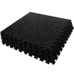 SUPERJARE 0.56'' Thick 6 Pcs 24 Sq Ft Rubber Top Exercise Equipment Mats, High Density EVA Foam Mats with Rubber Top, Interlocking Gym Flooring for Home Gym, Protective Workout Mat, Black/Grey