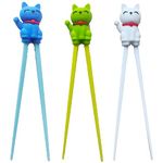 Carykon Cute Tableware Learning Training Helper Chopsticks for Kid Beginner Adult (3 Pairs, Lucky cat)