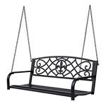 2 Seater Swing Seat Bench, Metal Garden Swing Chair with Chains, Weather Resistant, for the Patio, Yard, Deck and Yard, Black