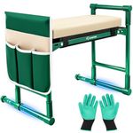 Saker Garden Kneeler and Seat - Gardening Bench Gardening Stool Garden Seat with 500LB Heavy Duty Round-Tube Frame, Soft Kneeling Pad Foldable Support for Elderly, Gardening (Basic Version)