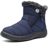 Gaatpot Women Winter Warm Snow Boots Ladies Slip On Water-resistant Outdoor Fur Lined Ankle Booties Shoes Blue(Navy) Size 6 UK /245(39) CN