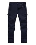 YSENTO Men's Cargo Hiking Pants Water Resistant 6 Zipper Pockets 4-Way Stretchy Quick Dry Work Pants Navy Size 34