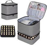 TDIFFUN Nail Polish Organizer and Nail Dryer Case, Double-Layer Storage Holds 30 Bottles (15ml/0.5 fl.oz) and 1 Led Nail Lamp, Travel Carrying Case for Nail Polish Kit Set (Grey)