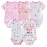 MAMIMAKA Unisex Baby Bodysuits Baby Clothes Short Sleeve Bodysuits Onesies Cotton 5-Pack for Boys and Girls