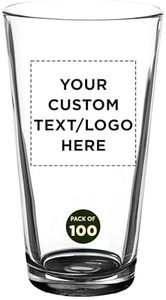 Custom Casale Pint Glass 16 oz. Set of 100, Personalized Bulk Pack - Beer Glasses, Heavy Duty Drinkware - Black