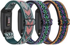 [3 PACK] Elastic Bands for Fitbit Charge 4 Bands & Fitbit Charge 3 Bands Women Men, Adjustable Comfortable Solo Loop Nylon Braided Replacement Wristband Straps for Fitbit Charge 4 / Charge 3 / Charge 3 SE