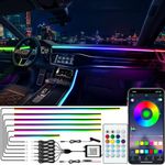 SAMGCHI Dreamcolor Acrylic Interior Car Lights, Car LED Strip Lights with APP and RF Remote Control, Car Ambient Lighting Kits, 6Pcs 178 inches 600 LEDs Music LED Lights for Car