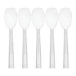 Party Essentials Hard Plastic 9" Serving Spoons, Clear, 12 Count