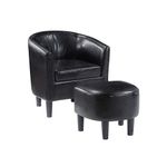 Convenience Concepts Take a Seat Churchill Accent Chair with Ottoman, Black Faux Leather