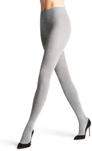 FALKE Women's Family Tights, Breathable, Durable, Sustainable Cotton, Lightweight Stockings, Skin-Friendly, Grey (Greymix 3399), L, 1 Pair
