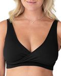 Kindred Bravely Sublime Adjustable Crossover Nursing Bra for Breastfeeding | Wireless Maternity Bra (Black, Medium)